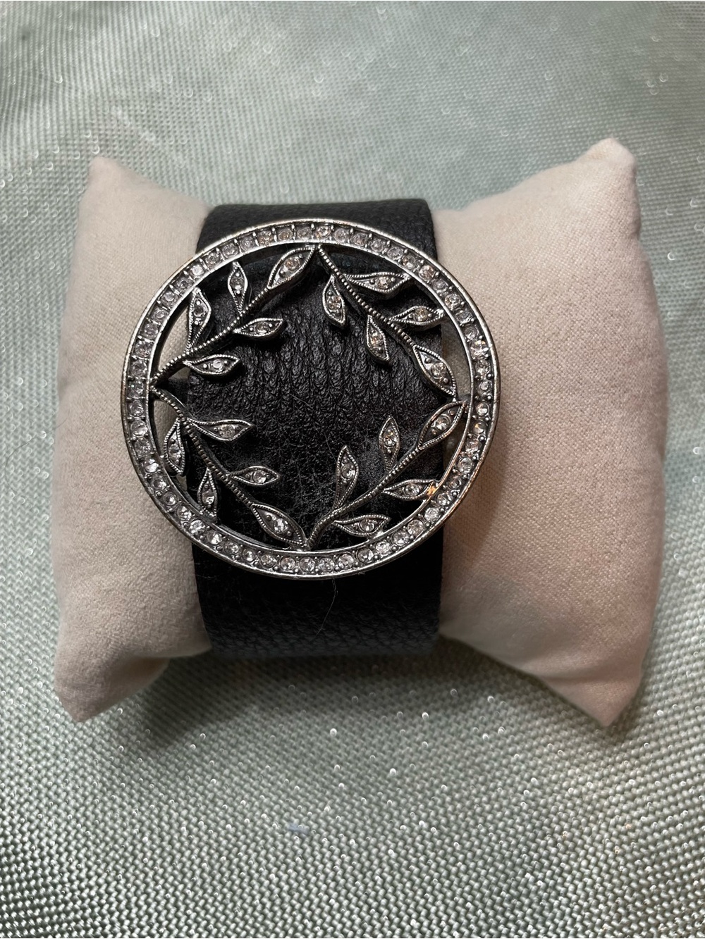 Lucky Brand Leather Bracelet with Crystal Leaf Design